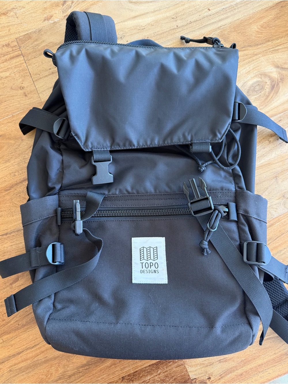 Topo Designs Black Roll-Top Commuter Backpack